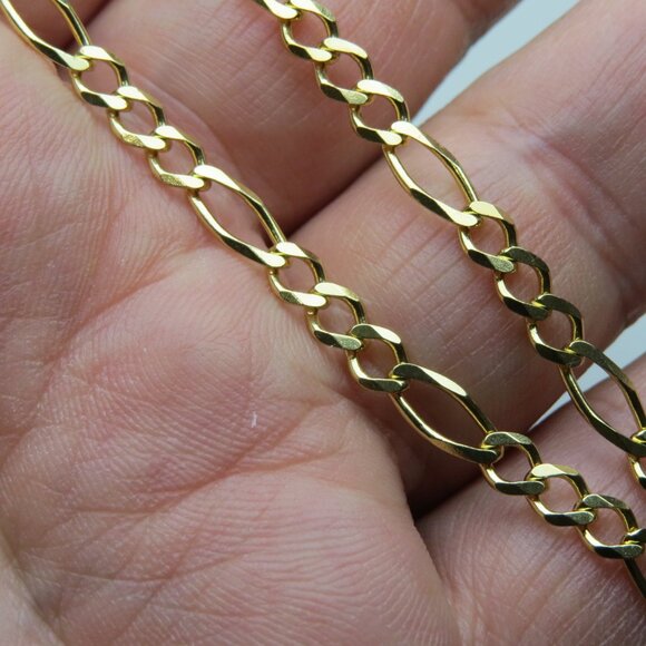 18k *925 Sterling Silver Figaro Link Necklace - Picture 1 of 3